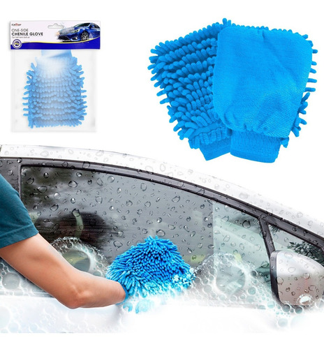 Guante de microfibra multiusos Slim Company lavado de auto limpieza hogar azul