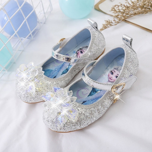 Frozen Elsa Zapatos Princesa Suela Blanda Cristal Para Niños