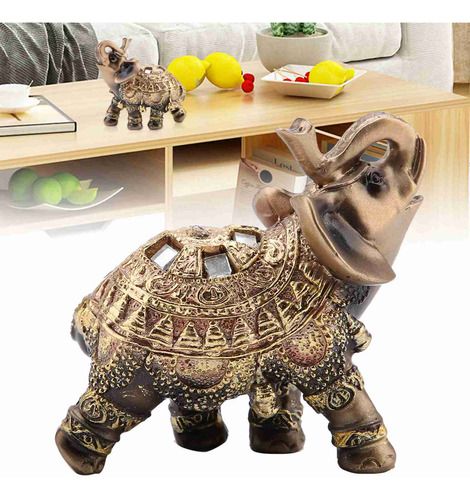 Escultura De Elefante Dorado De Lucky Feng Shui, Riqueza