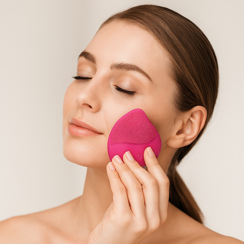 Cepillo Facial Ultrasónico Recargable Usb Premium Rosa Chicle