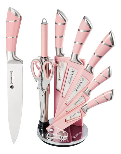 Juego De Cuchillos De Cocina Retrosohoo De Acero Rosas