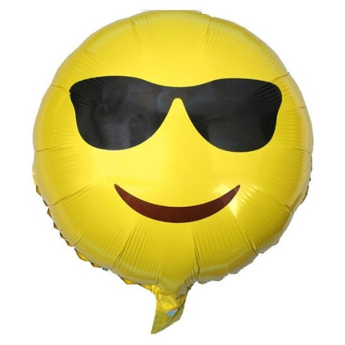 Globo Metalizado Emoji Lentes Cool Anteojos 18 