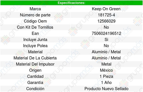 Bomba Agua Saturn Vue 3.6l V6 08/10 Kg 6231056