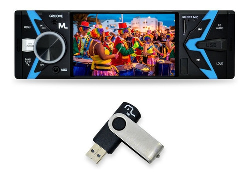 Mp5 Player Automotivo Multilaser Groove 4 Polegadas Bt Usb