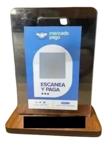 Porta Menu Qr Acrilico Con Base De Madera