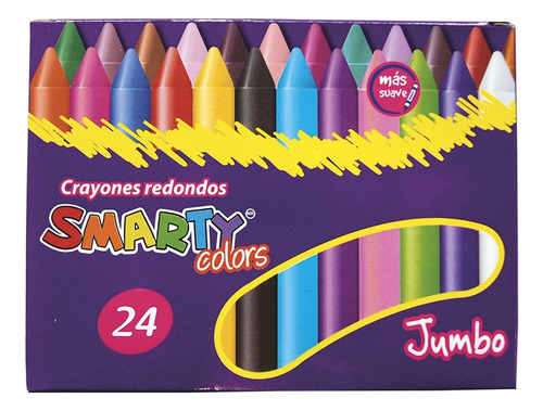 Crayones Jumbo Redondo Smarty Gruesas 24 Colores