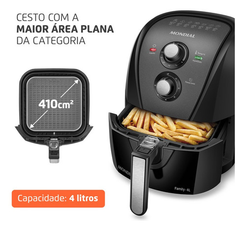Fritadeira Sem Óleo Air Fryer Afn-40-bft 4l 1500w Mondial Cor Preto 220V