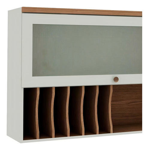Genialflex Iluminata armário aéreo com vidro 1 pt verde mint 120 cm