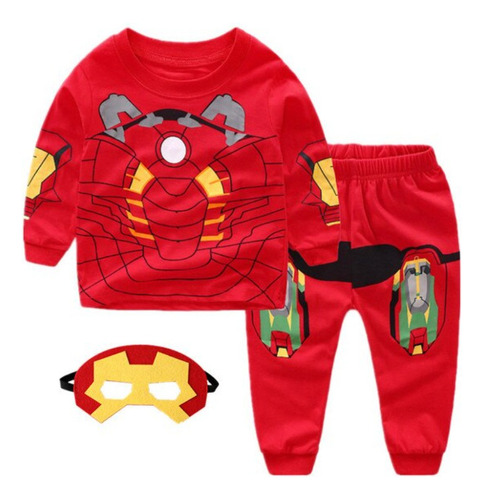 Pijama De Ironman Para Niños Y Antifaz