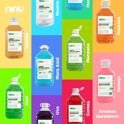 Imagen 8 de 10 de Jabon Liquido Para Manos Antibacterial Desinfectante Ninu 5l