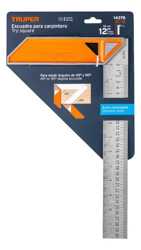 Escuadra De Acero Inoxidable Mango De Aluminio 12 / 30cm   