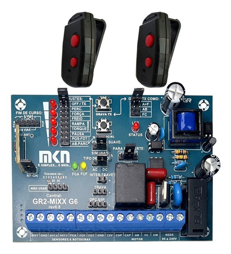 Central Placa Portão Eletrônica Garen Seg Mc Ga Com 2 Controles