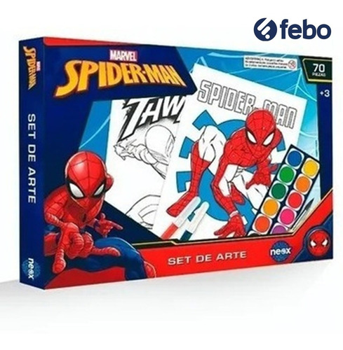 Imagen 2 de 3 de Set Arte Spiderman Valija Escolar Didáctico Neox 70pcs Febo