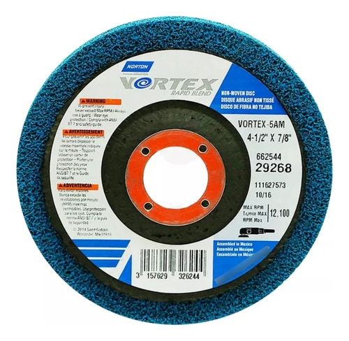 Disco Vortex Rapid Blend 115mm Polimento Inox Metal Norton