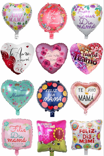 Pack 25 Globos Metálicos Día De La Madre 45 Cm + Varillas