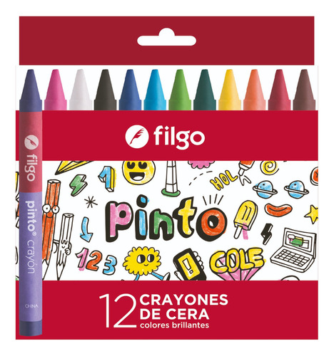 Crayones De Cera Filgo Cortos X 12 Colores Escolares Prm