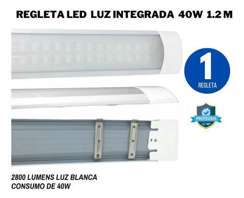 Regleta Gabinete Tubo Lampara Led 40w 120cm Luz Blanca 