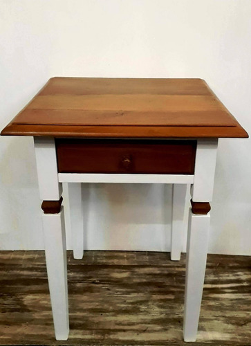 Mesa Lateral Branca Com 1 Gaveta Madeira Maciça