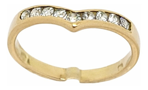 Imagen 1 de 6 de Anillo Medio Sin Fin En V Oro 18k Cubics 2,7grs N°16 Brumat