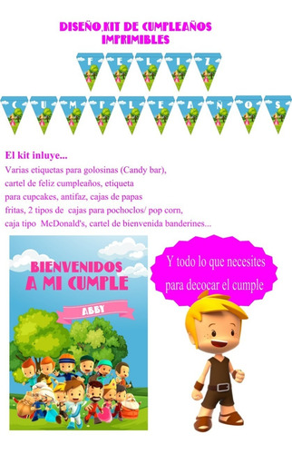 Pequeños Héroes Niña Cumpleaños Kit Imprimible Personaliza