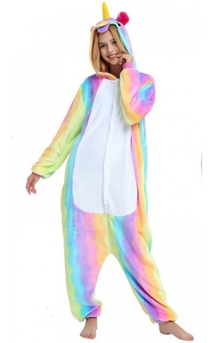 Pijama Mameluco Unicornio Multicolor Con Gorrito Infantil
