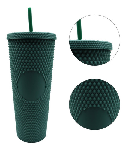 Termo Tumbler Vaso Studded Plastico Popote 700 Ml Colores Color Verde Matte