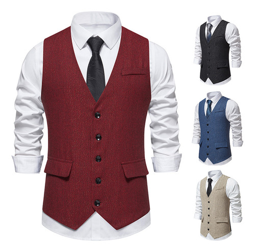 Chaleco Formal Casual De Negocios Para Hombre, Corte Ajustad