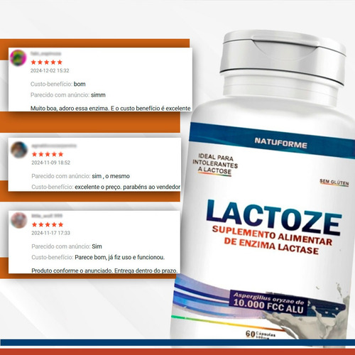 Lactase 10.000 Fcc Alu Intolerância À Lactose 60caps Sem Sabor