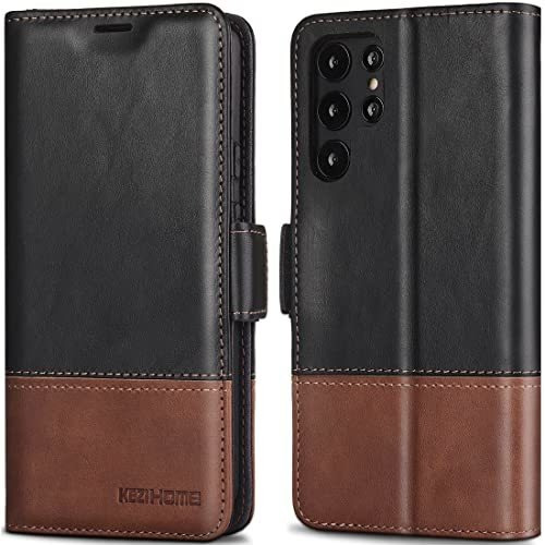 Kezihome Galaxy S22 Ultra Case, Cuero Genuino Lnj3x