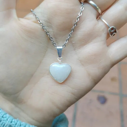 Collar Piedra Cuarzo Blanco Con Significado Regalo Acero
