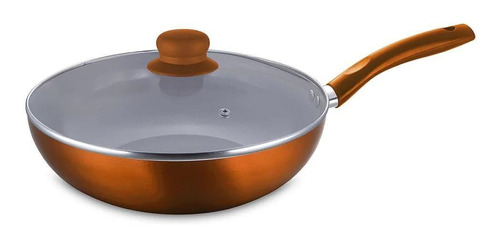 Wok De Aluminio Con Tapa Antiadherente 26 Cm Montecarlo