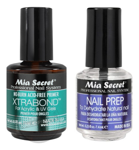 Nail Prep 7.4 Ml Y Xtrabond 7.4 Ml Mía Secret