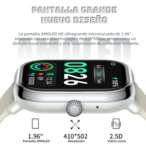 Smartwatch Reloj Inteligente Bluetooth Llamadas Para 1.96in Reloj Inteligente Hombres Relojes Dama Smart Watch Mujer