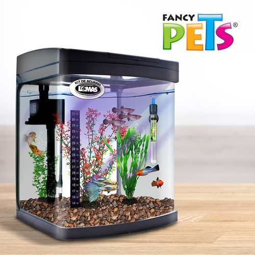Imagen 2 de 2 de Kit De Acuario Rectangular Negro 100 Lt Con Luz Led