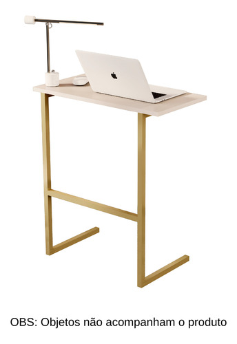 Mesa Multiuso Industrial Notebook Thor Perola Base Dourada