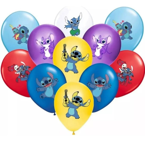 Set 12 Globos De Latex Personaje Hawai Aloha Cumpleaños