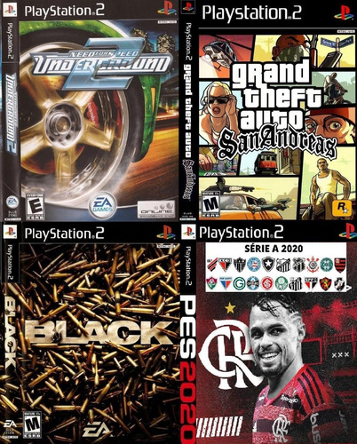 Gta San Andreas + Need For Speed + Pes 2020 +black Jogos Ps2