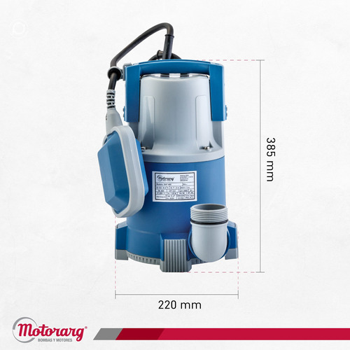 Imagen 2 de 3 de Bomba Desagote Motorarg Sapas 900 1.25hp Agua Sucia 900 Watt