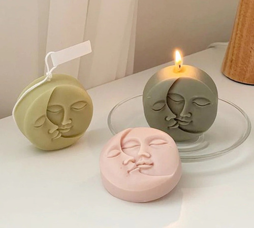 Molde De Silicona Para Velas Jabones Sol Y Luna