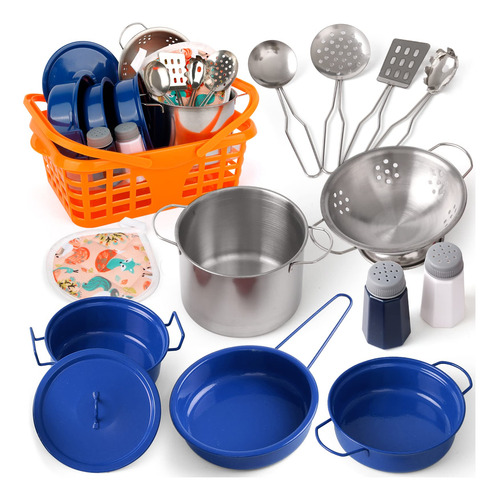 Set Accesorios Cocina Juguete Niños Utensilios Acero Inox. C