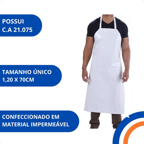 Kit 2 Avental De Cozinha Reforçado Churrasqueiro Impermeável Cor Branco Desenho Do Tecido Liso