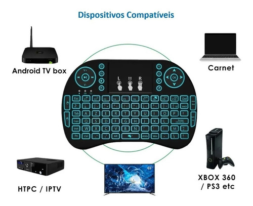 Mini Controle Teclado Wirelles Sem Fio Smart Tv Led Usb