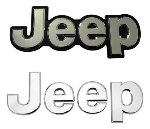 Par Emblemas Cromado Fundo Preto Trás + Frente Jeep Compass