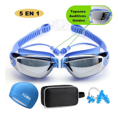 . Set Natación,gogles+gorra+clip Nariz+tapones+bolsa 3