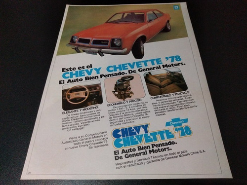 (pa410) Publicidad Clipping Chevrolet Chevy Chevette * 1978