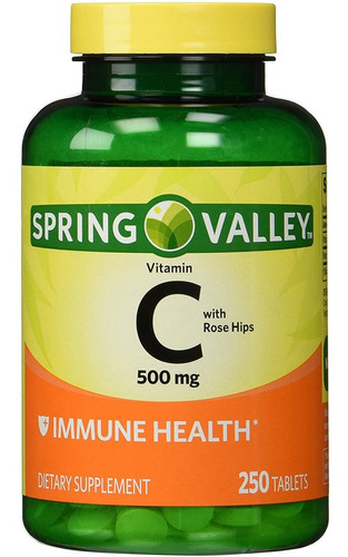 Vitamina C - Spring valley | 500 Mg | Sistema Inmune & Cardio 250 Tabletas Ayuda A Producir Colágeno, Esencial En Tu Cuerpo De Tejidos Conectivos Juntos Y Es Un Potente Antioxidante Para El Cuerpo.