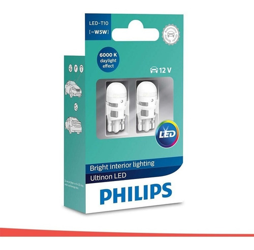 Imagem 2 de 6 de Lâmpada Philips Pingo Ultinon Led 6000k W5w T10 Lanterna