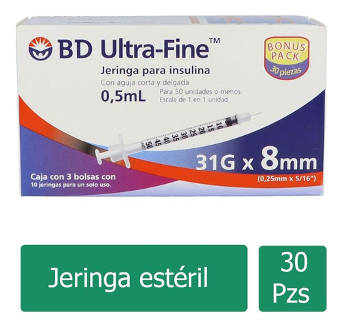 Bd Ultra-fine Caja Con 30 Jeringas .5 Ml 31g X 8 Mm