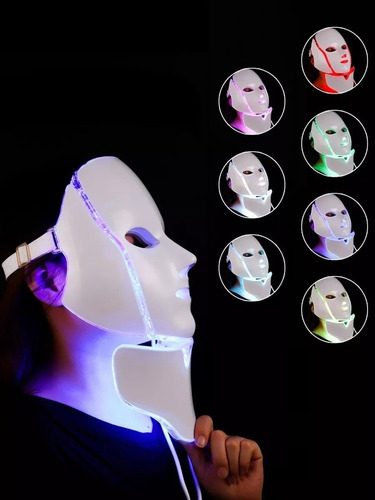Mascara Led Estética 7 Cores Facial Pescoço Rejuvenescimento 127/220V