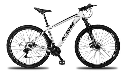 Mountain bike KSW XLT 100 aro 29 19" 27v freios de disco hidráulico câmbios Shimano Altus y Shimano Alivio cor branco/preto